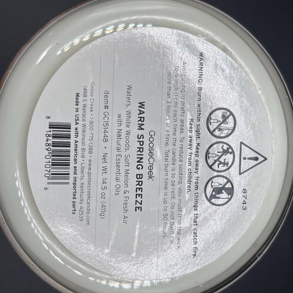 Goose Creek Warm Spring Breeze 3 wick Candle 14.5 oz Jar Water Woods Air Melon - Picture 10 of 14